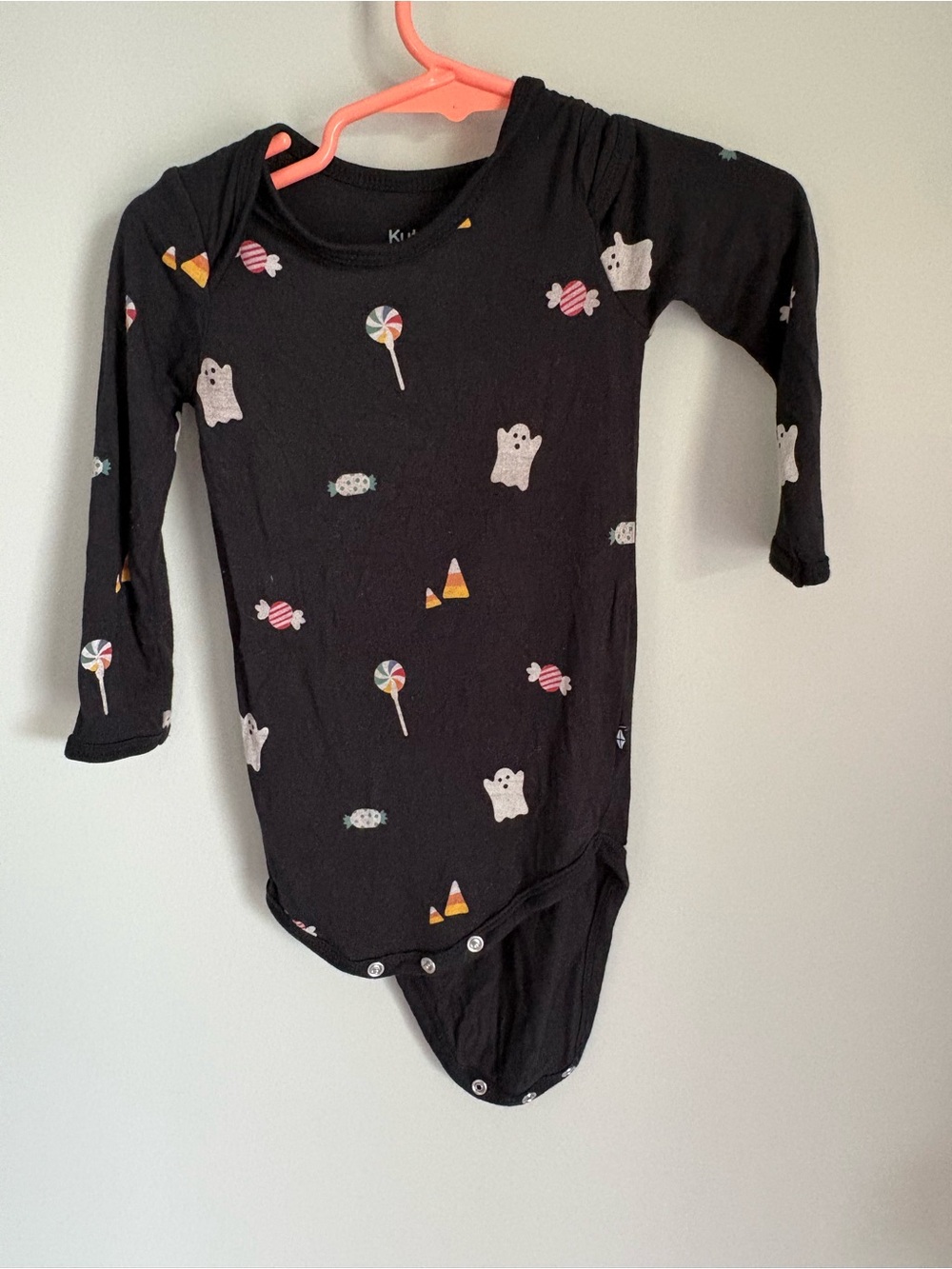 Kyte BABY Black Halloween Ghost & Candy Long-Sleeve Bodysuit